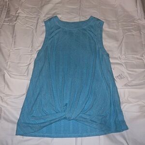 Time and Tru Women's Aqua Knot Front Tank Top